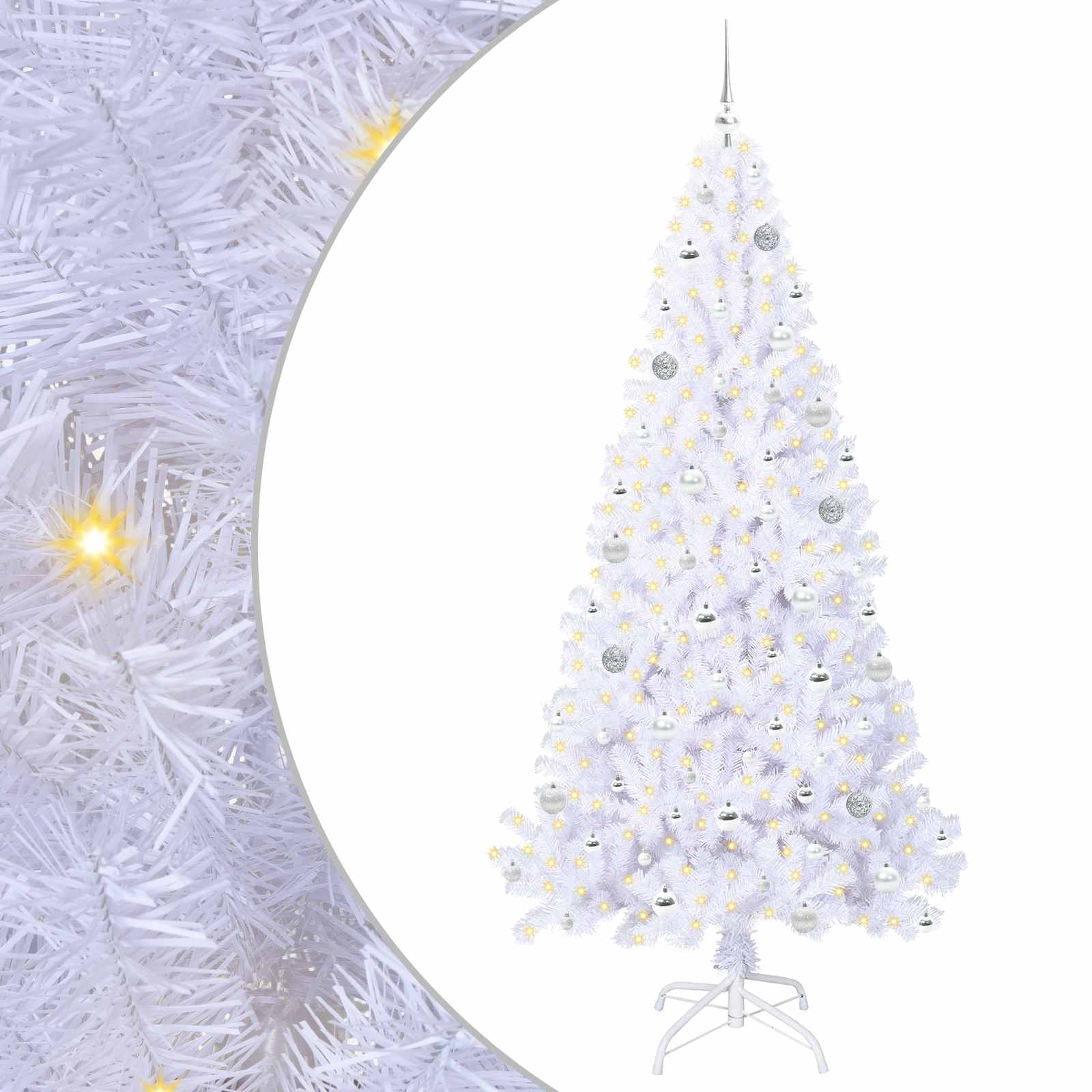 Vidaxl kunstkerstboom met 300 led wit 210 cm pvc en staal