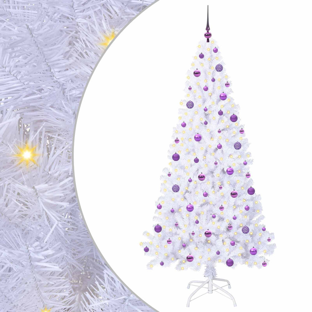 Vidaxl kunstkerstboom met 300 led wit 210 cm pvc en staal