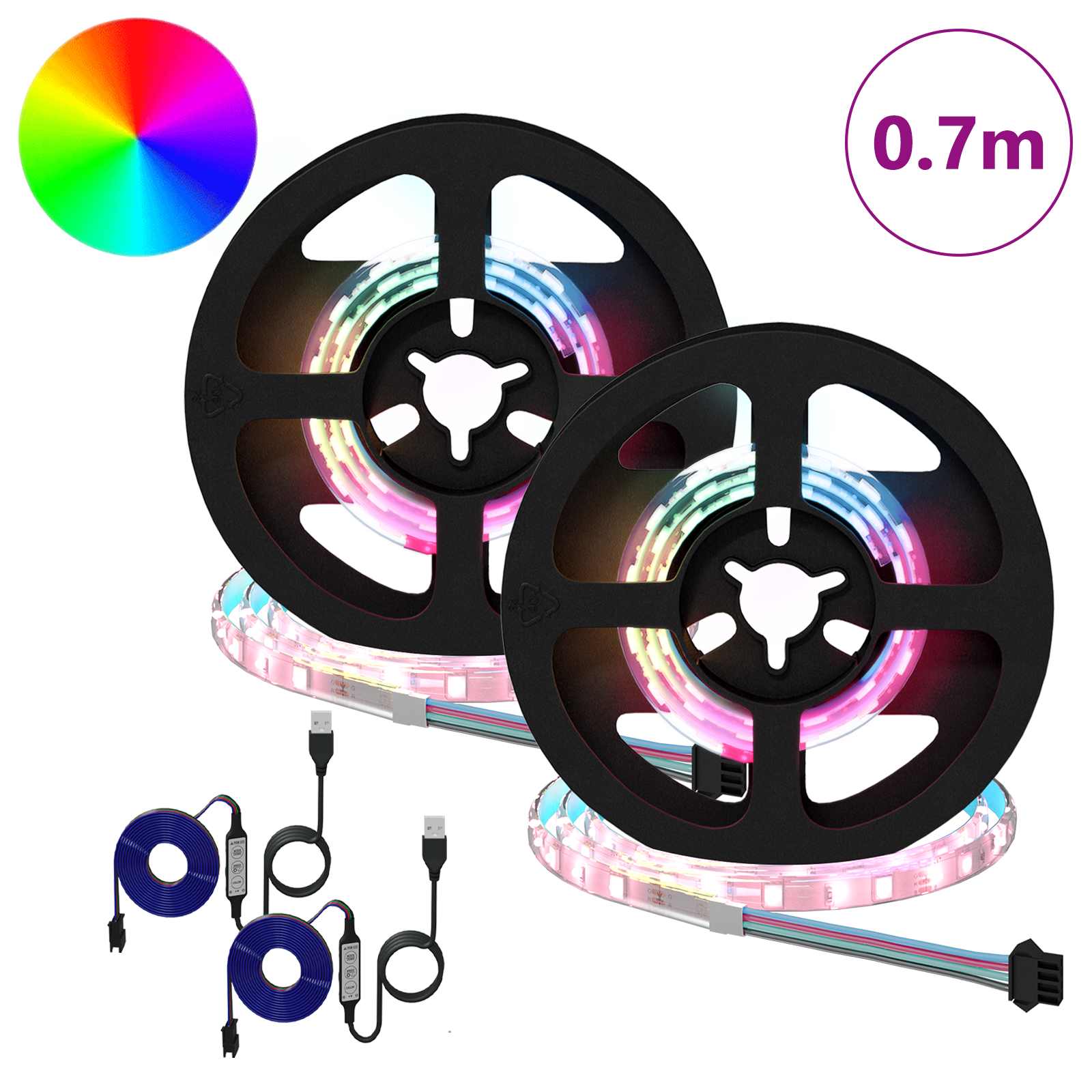 Vidaxl led-strip 2 st zwart en transparant koper en kunststof