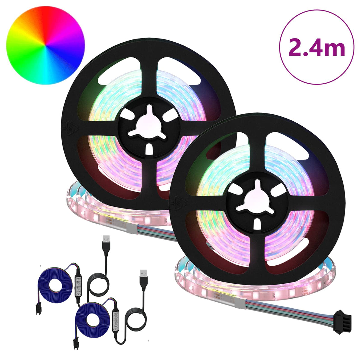 Vidaxl led-strip 2 st zwart en transparant koper en kunststof