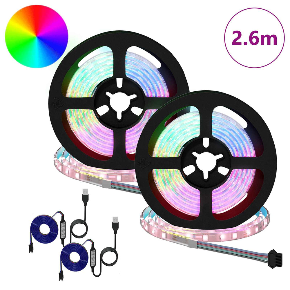 Vidaxl led-strip 2 st zwart en transparant koper en kunststof
