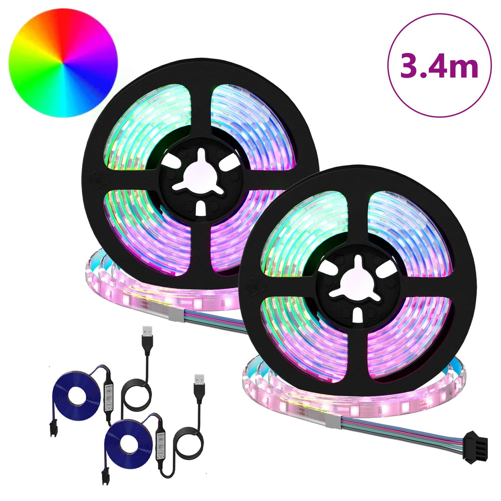 Vidaxl led-strip 2 pcs zwart en transparant 1700 mm koper en kunststof