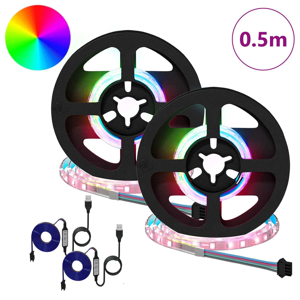 Vidaxl led-strip 2 pcs zwart en transparant 250 mm koper en kunststof