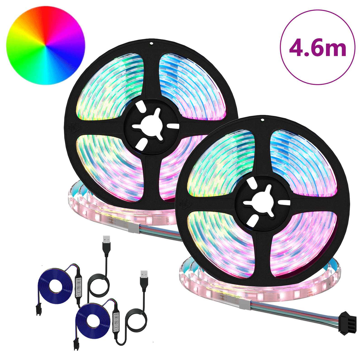 Vidaxl led-strip 2 st zwart en transparant koper en kunststof