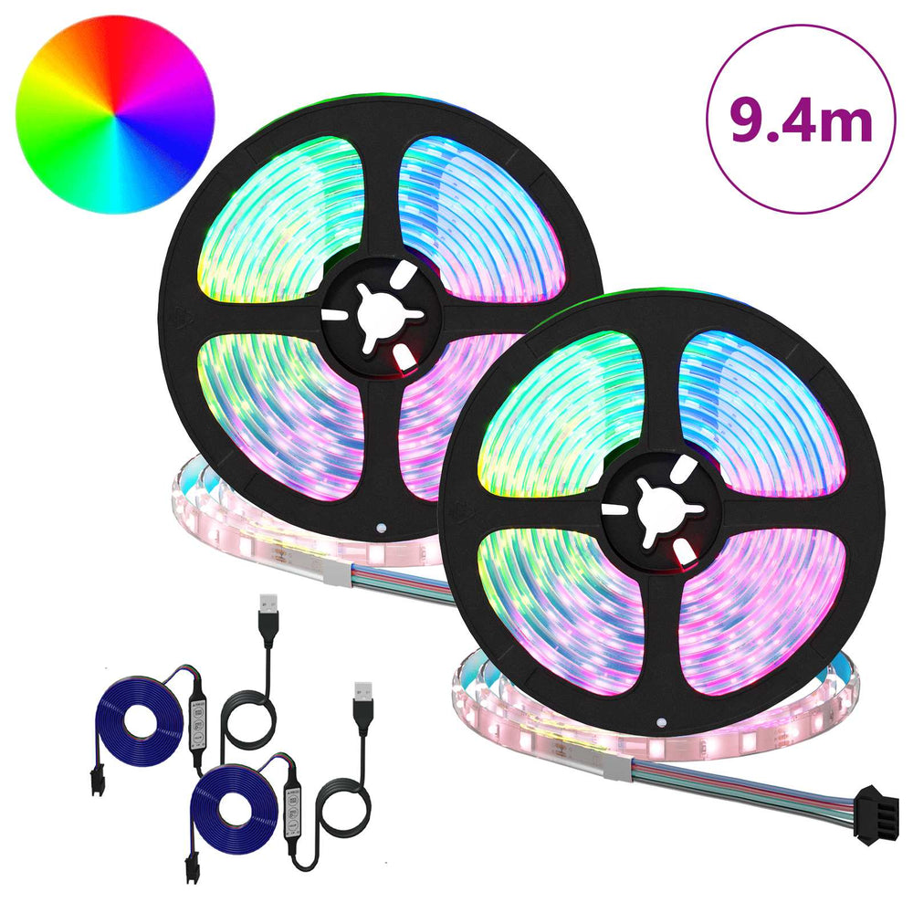 Vidaxl led-strip 2 pcs zwart en transparant 4700 mm koper en kunststof