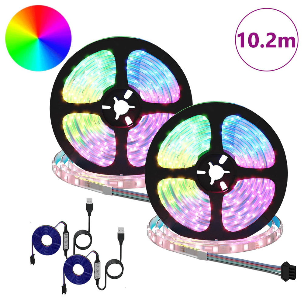 Vidaxl led-strip 2 pcs zwart en transparant 5100 mm koper en kunststof
