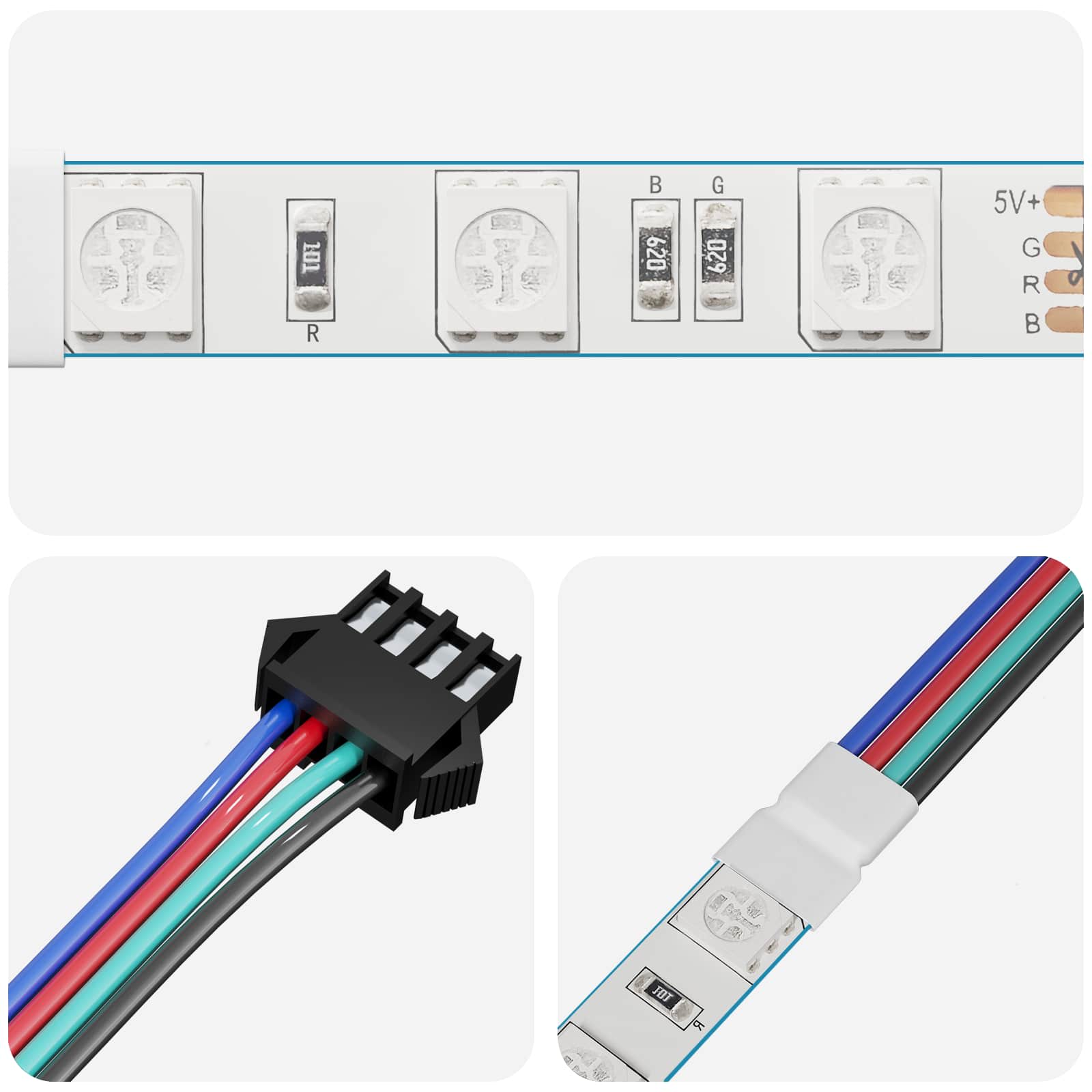 Vidaxl led-strip 2 pcs zwart en wit 1745 mm koper en kunststof
