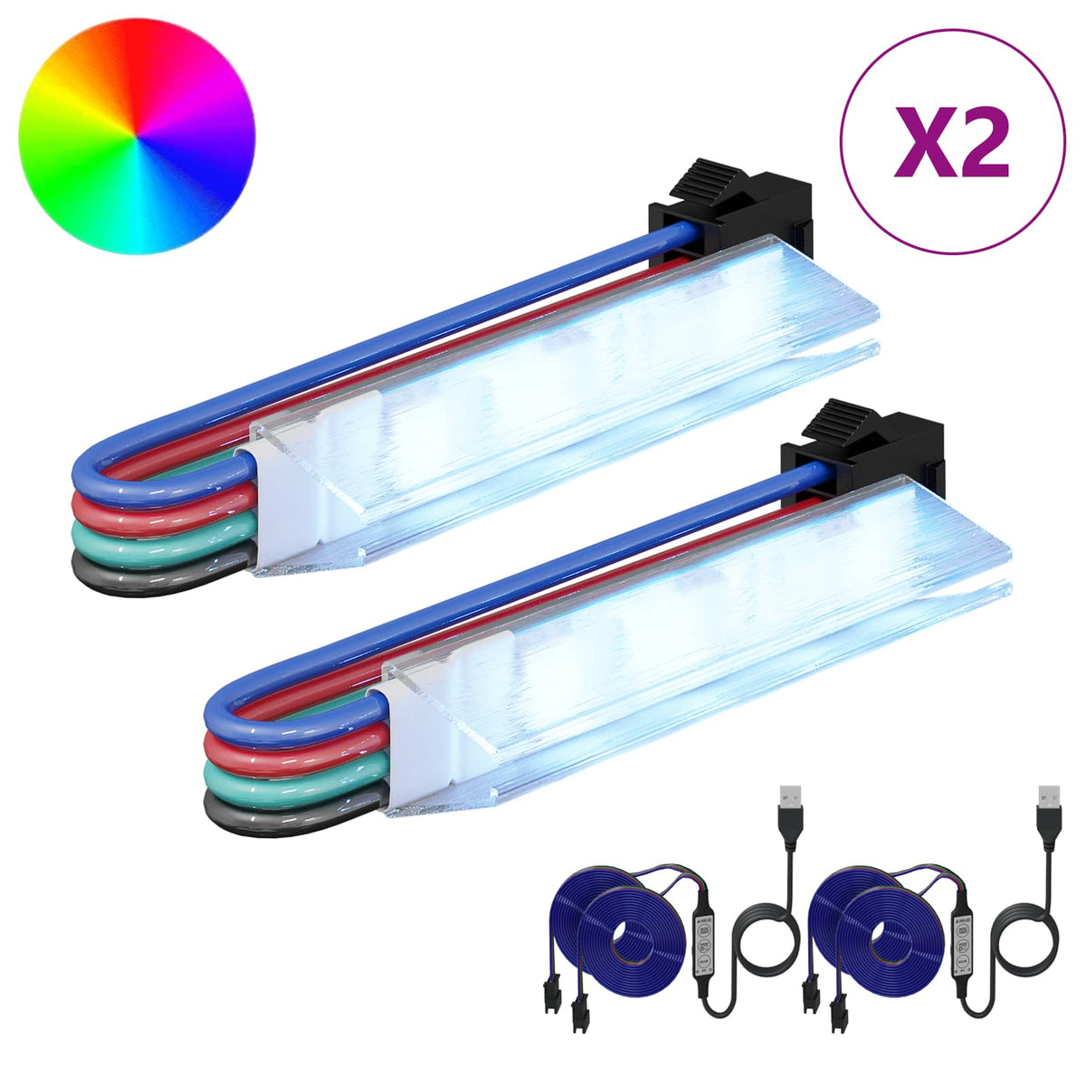 Vidaxl led-strip 2 st zwart en multikleur koper en kunststof