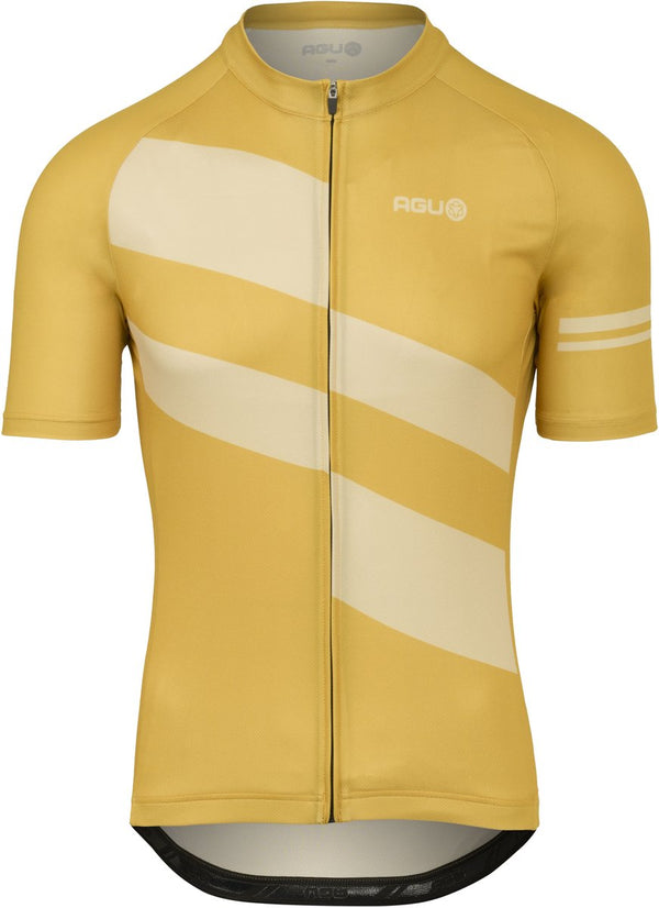 Agu diagonal stripes - fietsshirt heren - wielrenshirt - bruin - ademend - sneldrogend - ykk-rits - siliconen gripper - xxl