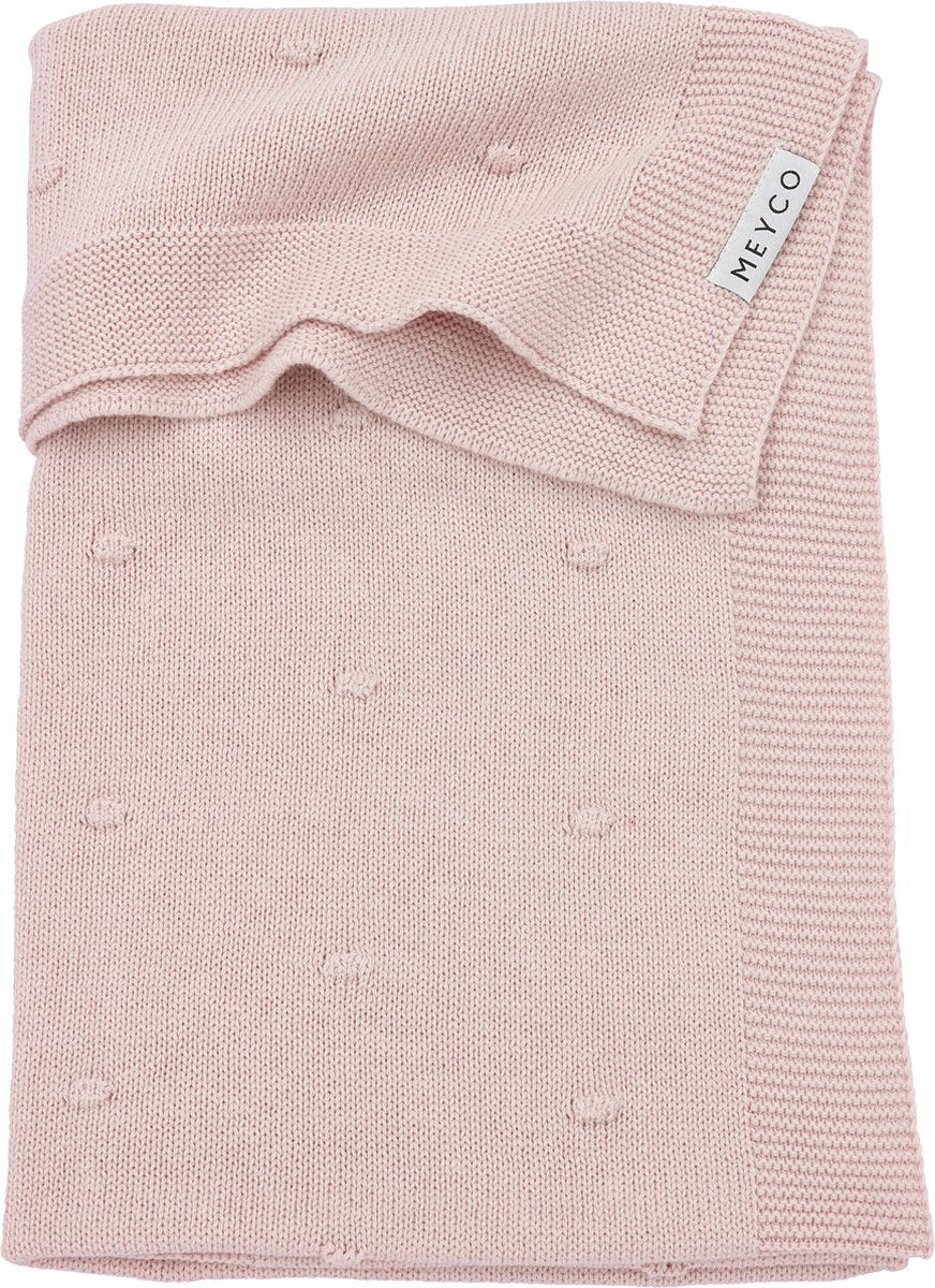 Meyco baby mini knots ledikant deken - soft pink - 100x150cm - 1.0 tog