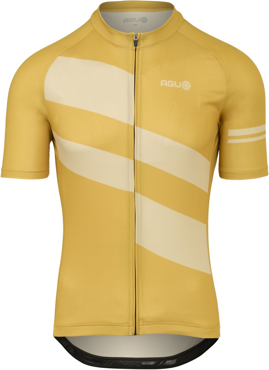 Agu essential fietsshirt heren - korte mouwen - diagonal stripes - amber haze - maat m