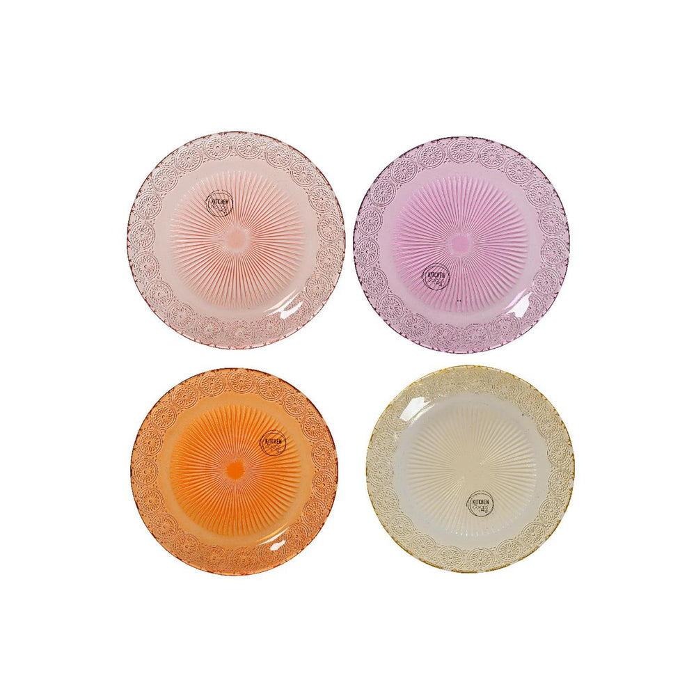 Decoris ontbijtbord glas ø18xh1,5cm 4 assorti