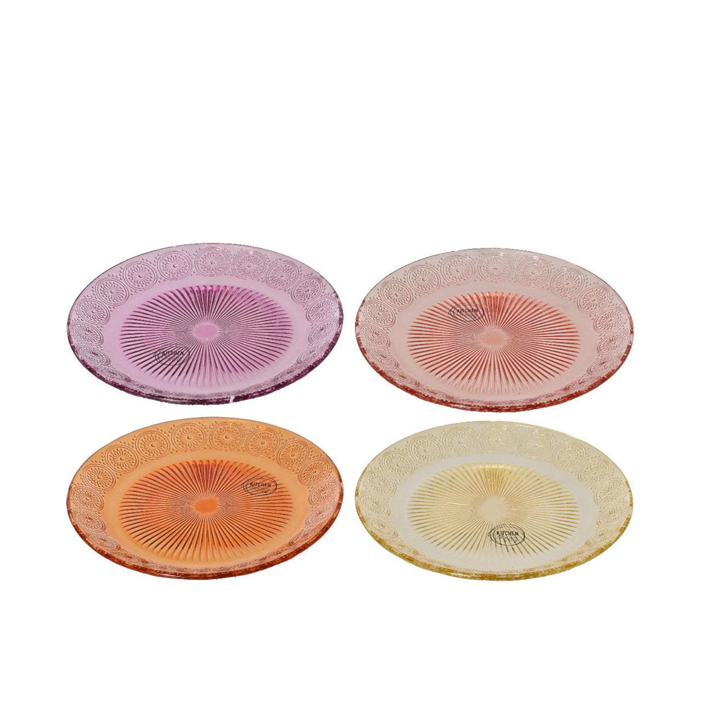 Decoris ontbijtbord glas ø18xh1,5cm 4 assorti