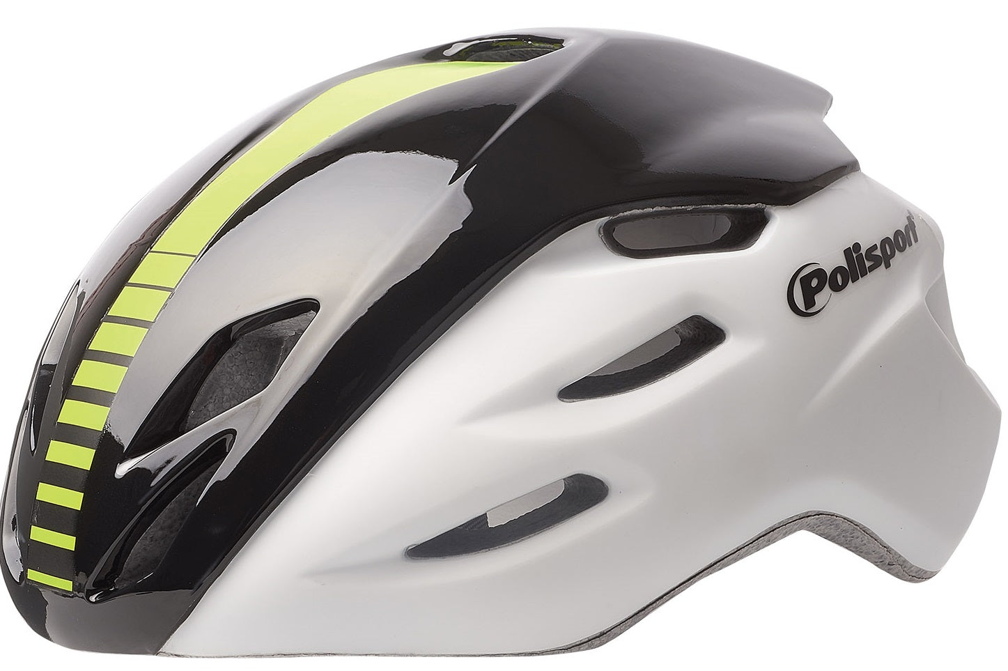 Casque de vélo Polisport Aero-R Large 58-61 cm - blanc mat noir brillant jaune fluo