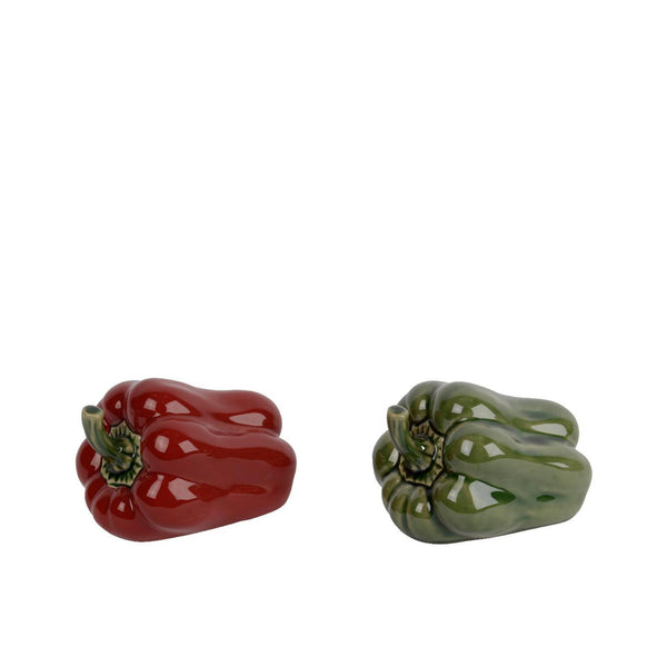 Decoris decoratie groente paprika porselein 11,5x8x9cm 2 assorti