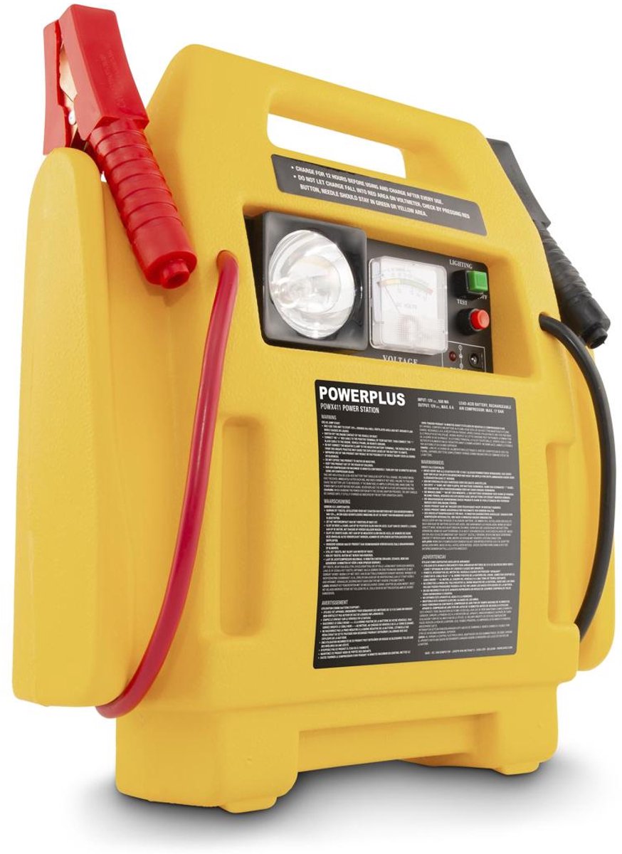 Powerplus 4-in-1 energiestation powx411 - starthulp 1600cc - 17 bar compressor - 3.6w licht - with 3 acc.
