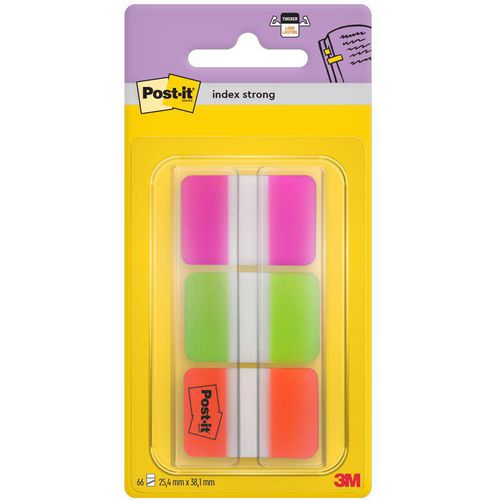 Index strong 686-pgo post-it herkleefbaar dik 25x38mm assorti neon 66 vel