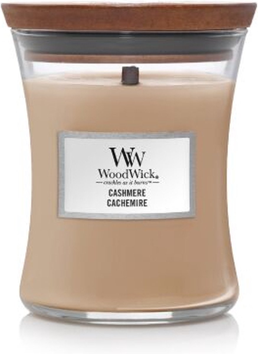 Woodwick hourglass medium geurkaars - cashmere - 60 branduren