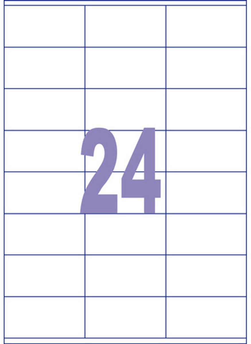 Kangaro etiket - inkjet laser kopieer - 70x36mm - 25 vel - 24 stickers per vel - k-7036-25