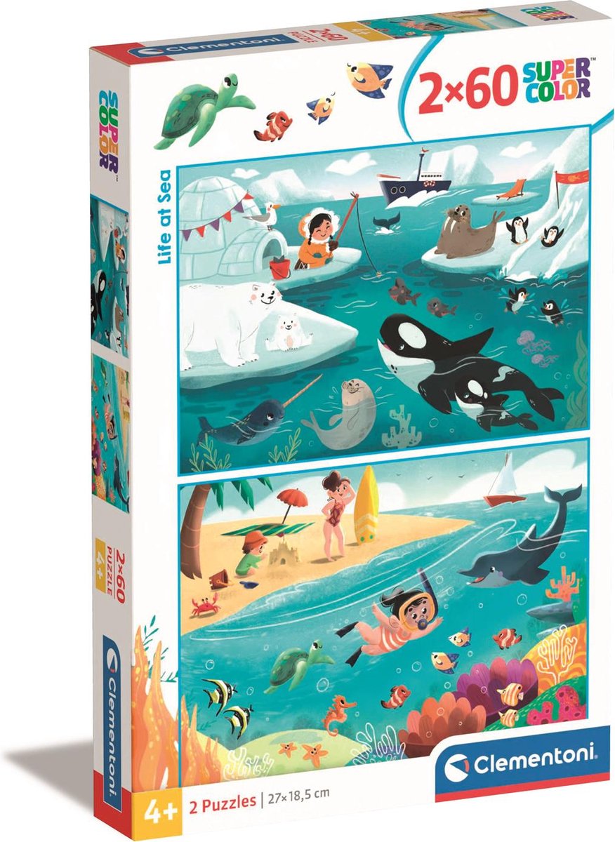 Clementoni legpuzzel super color life at sea, 2x60st.
