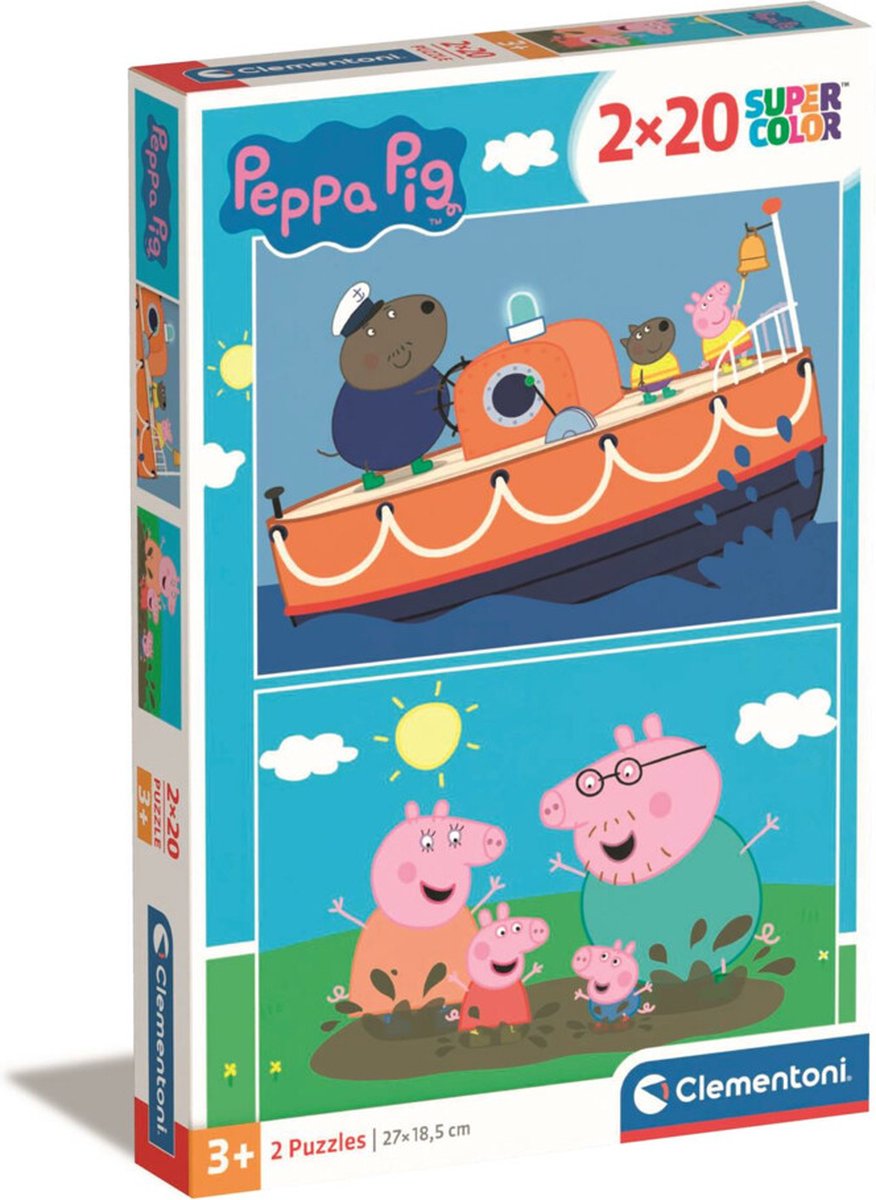Clementoni legpuzzel superkleur peppa pig, 2x20st.