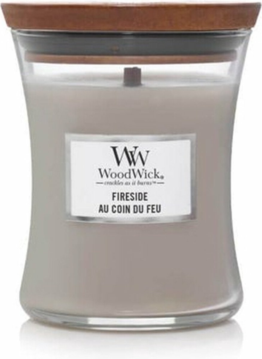Woodwick geurkaars mini candle - fireside mini candle - 20 branduren - 85gr - 8 cm ø 7 cm
