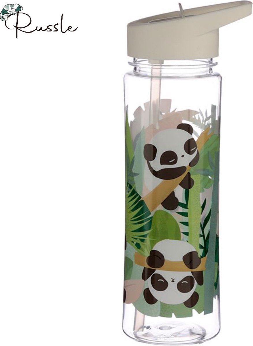 Panda duurzame 550ml waterflessen flip-rietje