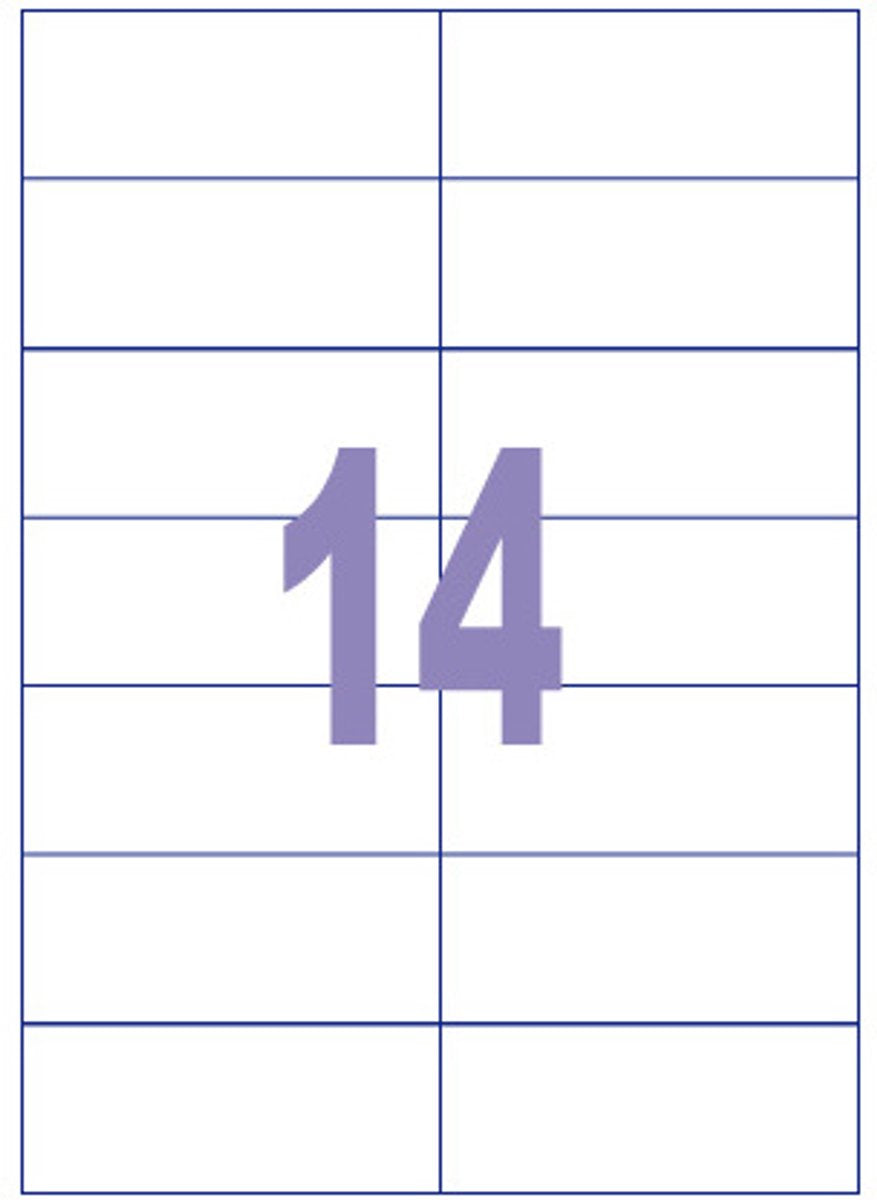 Kangaro etiket - inkjet laser kopieer - 105x42,4mm - 100 vel - 14 stickers per vel - k-10542