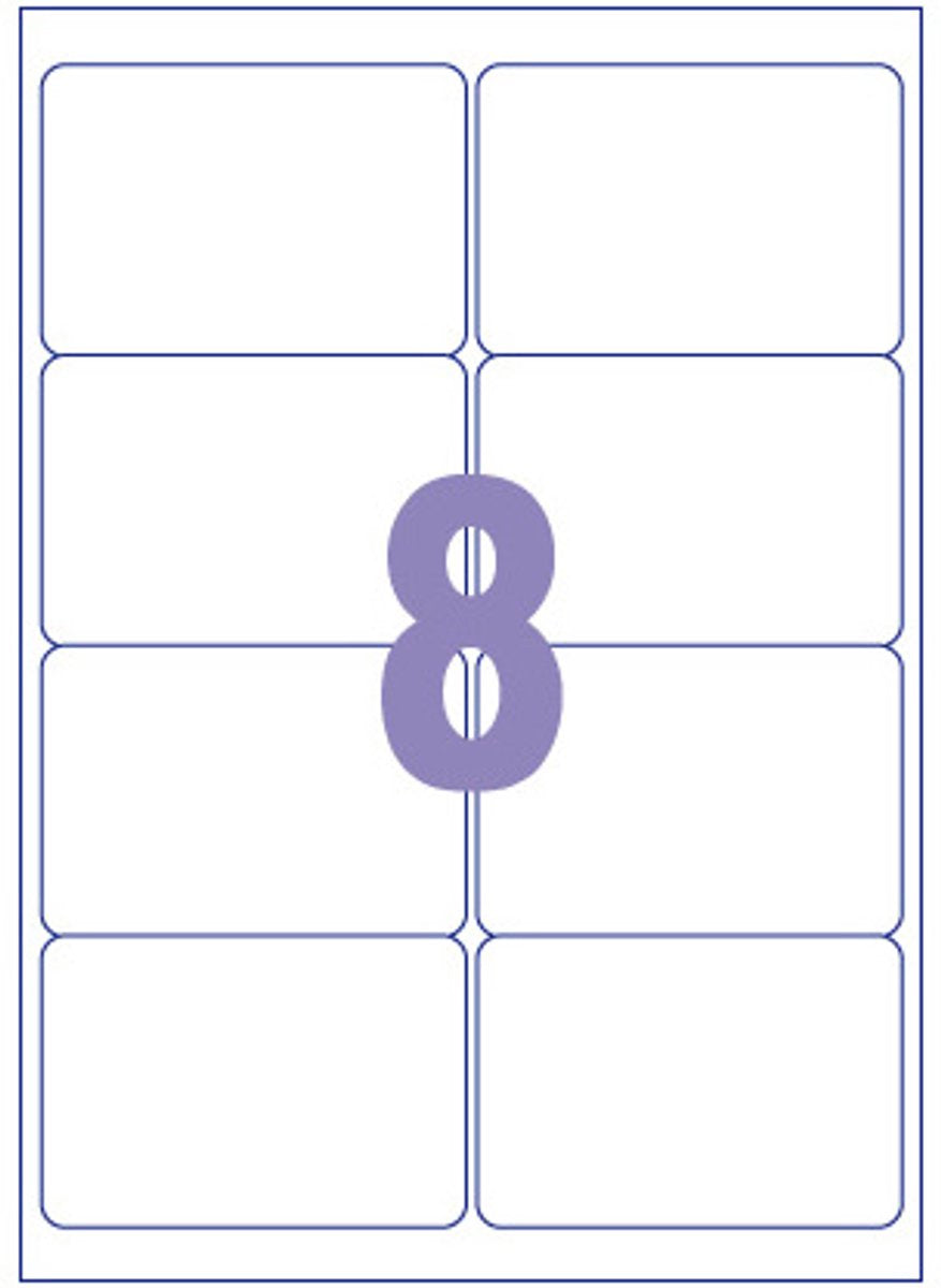 Kangaro etiket - inkjet laser kopieer - 99,1x67,7mm - 100 vel - 8 stickers per vel - k-9967