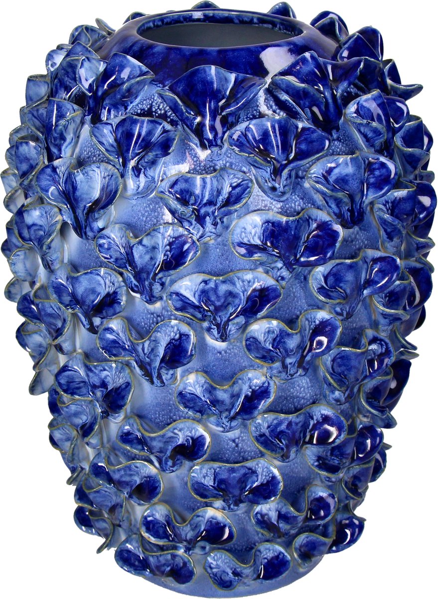 Hd collection vaas aardewerk blauw 23x23x30.5cm