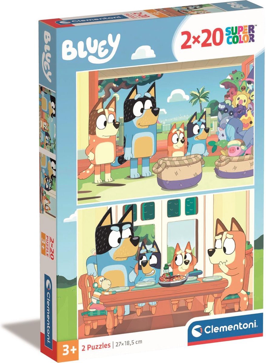 Clementoni - puzzel - 2x20 stukjes - bluey - kinderpuzzel - vanaf 3 jaar