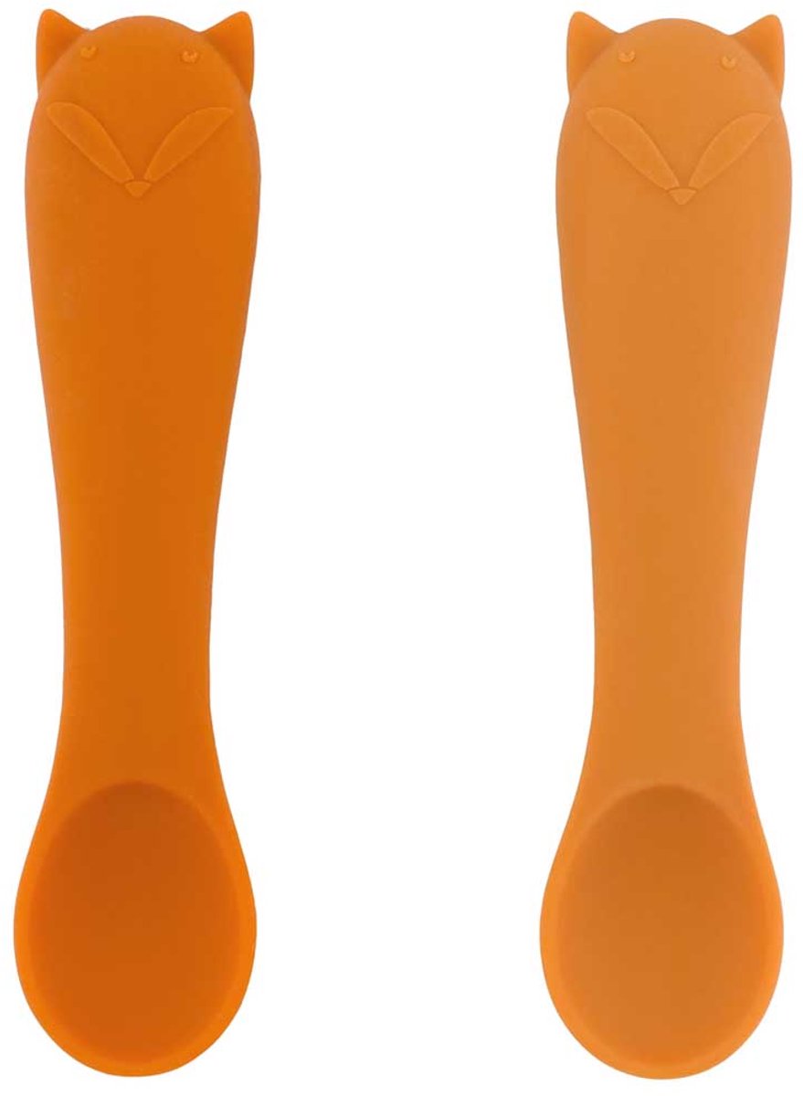 Trixie | eerste babylepels 2-pack - mr. fox - zachte siliconen - gemakkelijk vast te pakken - 4m+