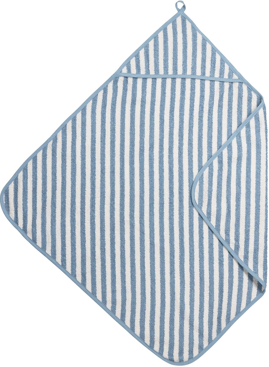 Meyco baby fat stripe badcape - jacquard badstof - jeans blue - 75x75cm