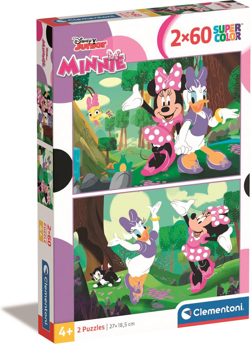Clementoni - puzzel - 2x60 stukjes - disney minnie - kinderpuzzel - vanaf 4 jaar