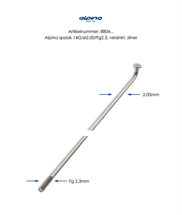 Spaken 270-14 Alpina ø2.00mm FG 2.3 verzinkt - zilver (144 stuks)