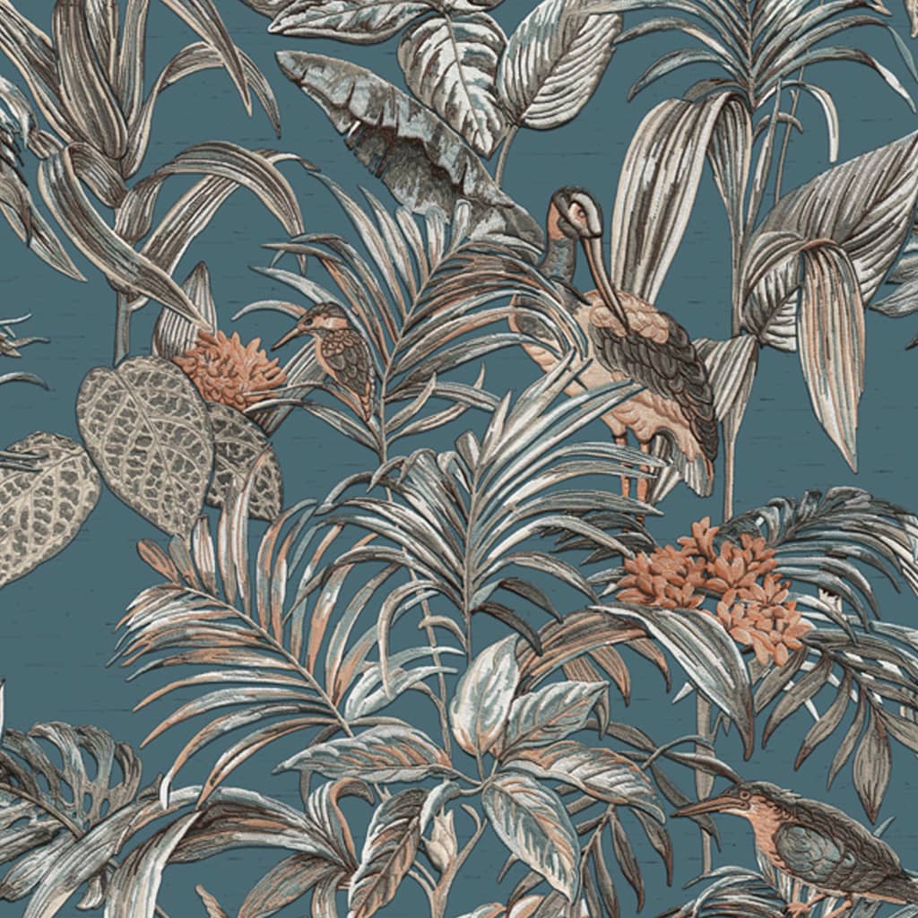 Dutch wallcoverings behang paradijsvogel blauw