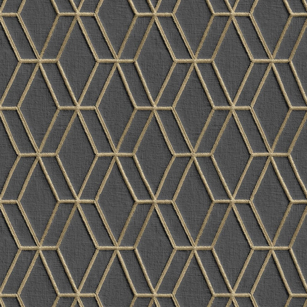 Dutch wallcoverings behang hexagonal zwart en goudkleurig