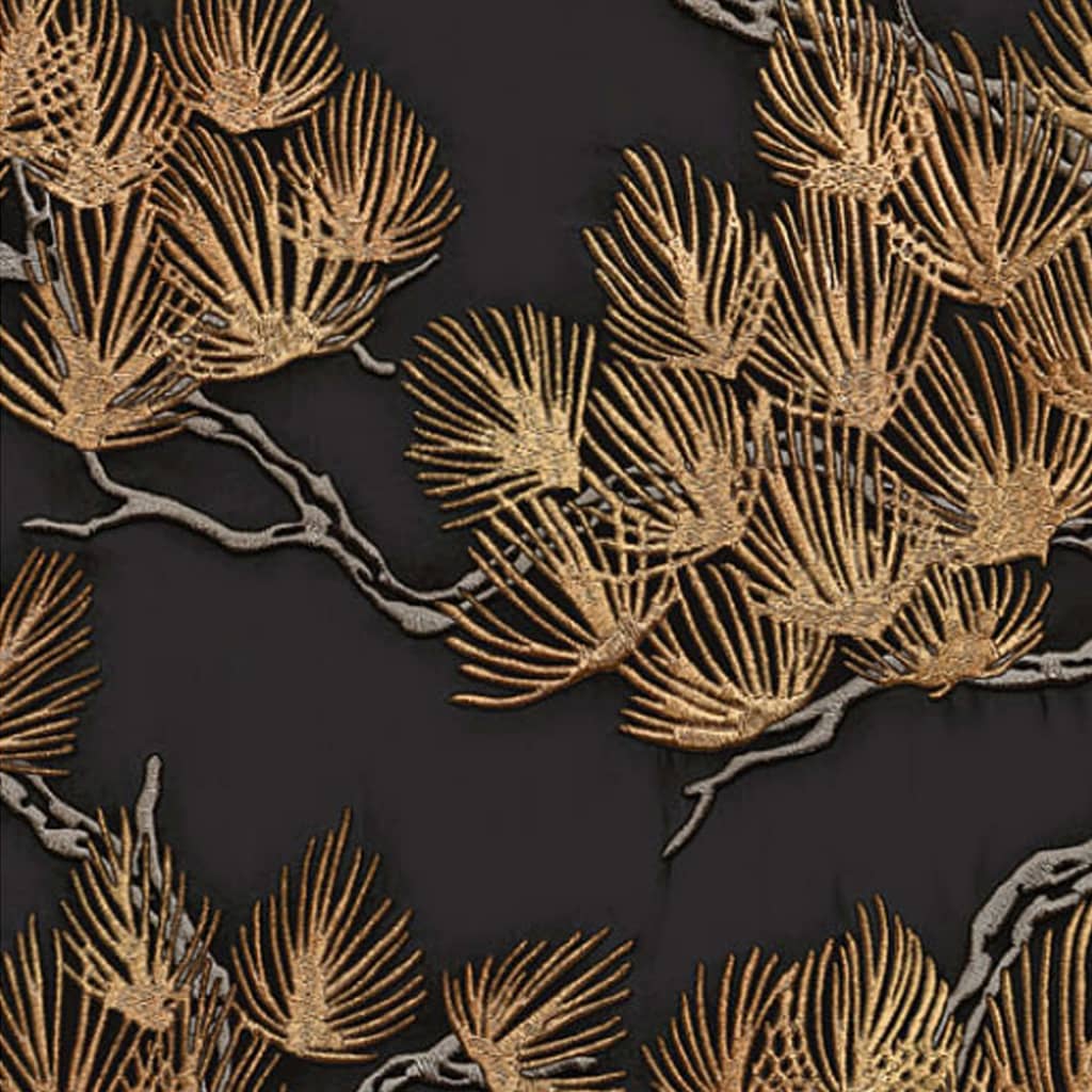 Dutch wallcoverings behang dennenboom zwart en goudkleurig