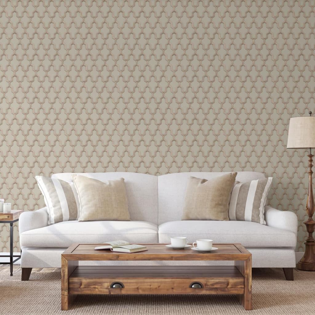 Dutch wallcoverings behang geometrisch goudkleurig en groen