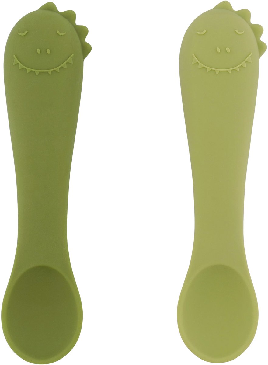 Trixie | eerste babylepels 2-pack - mr. dino - zachte siliconen - gemakkelijke grip - 4m+