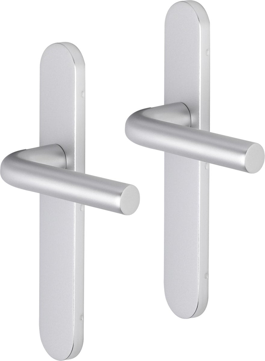 Impresso deurkruk - bolton - voor binnen - ovaal deurschild - aluminium - 2 stuks