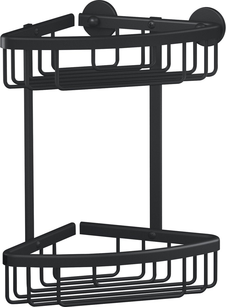 Tesa doucherek aluxx black 2-niveaus matzwart badkamer zelfklevend zonder boren – 163x260x170mm