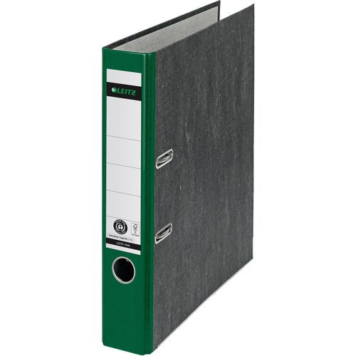Ordner leitz 1050 karton papier 5,2cm groen duimgat rugetiket schutblad
