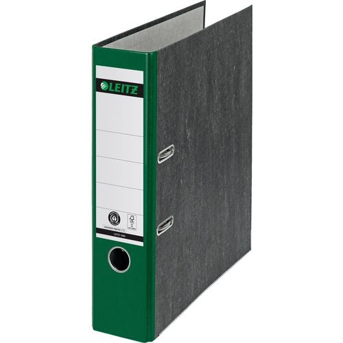 Ordner leitz 1080 karton papier breedte 8cm groen duimgat rugetiket schutblad