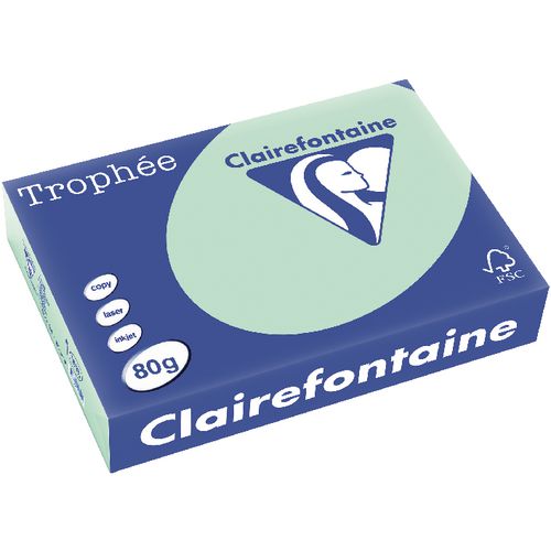 Gekleurd papier trophee clairfontaine 1975 80g m2 a4 pastelkleur groen