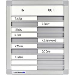 Aanwezigheidsbord 10 personen legamaster 12x2cm 26x31cm