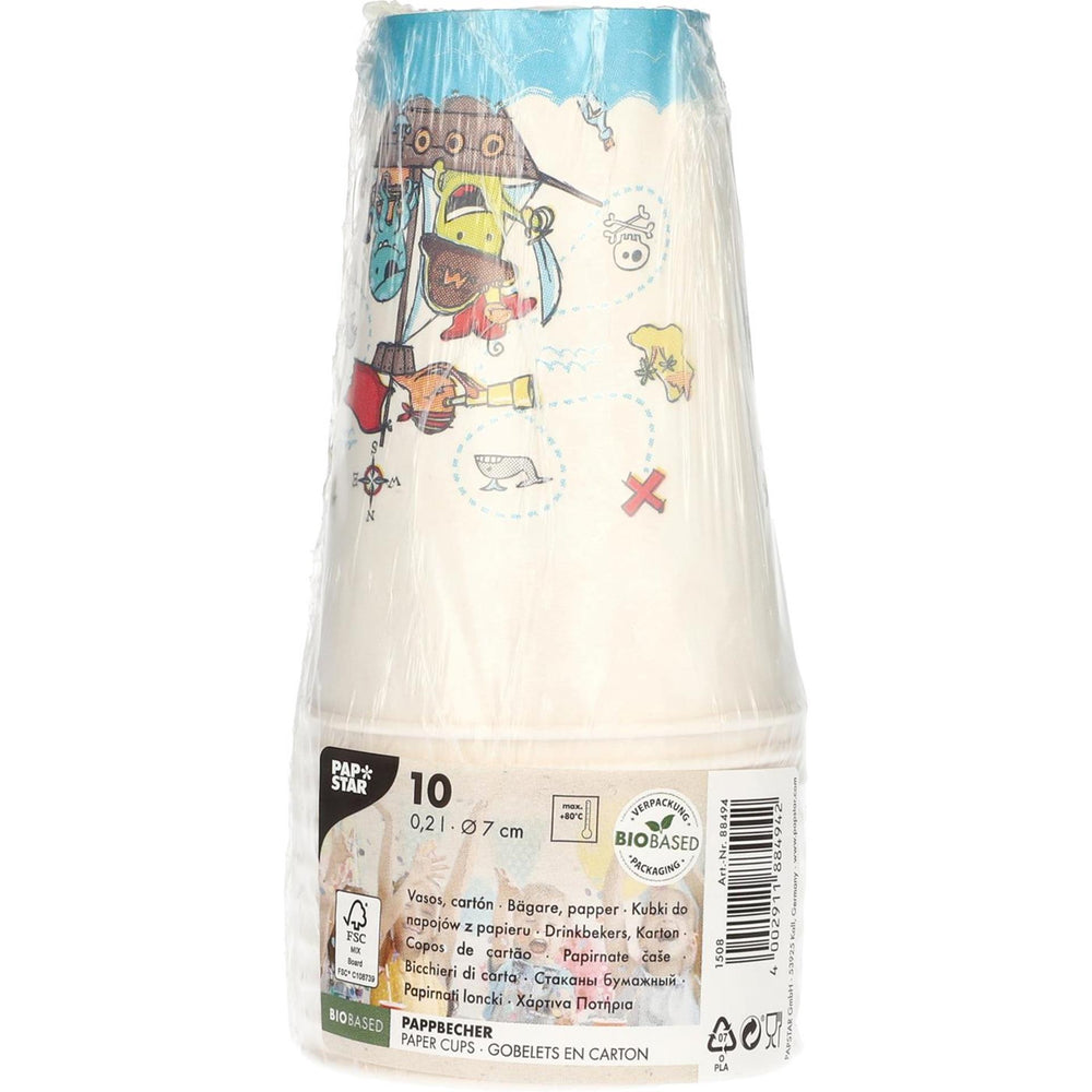 Papstar set a 10 drinkbekers pirate crew karton 0,2l ø7x9,7cm