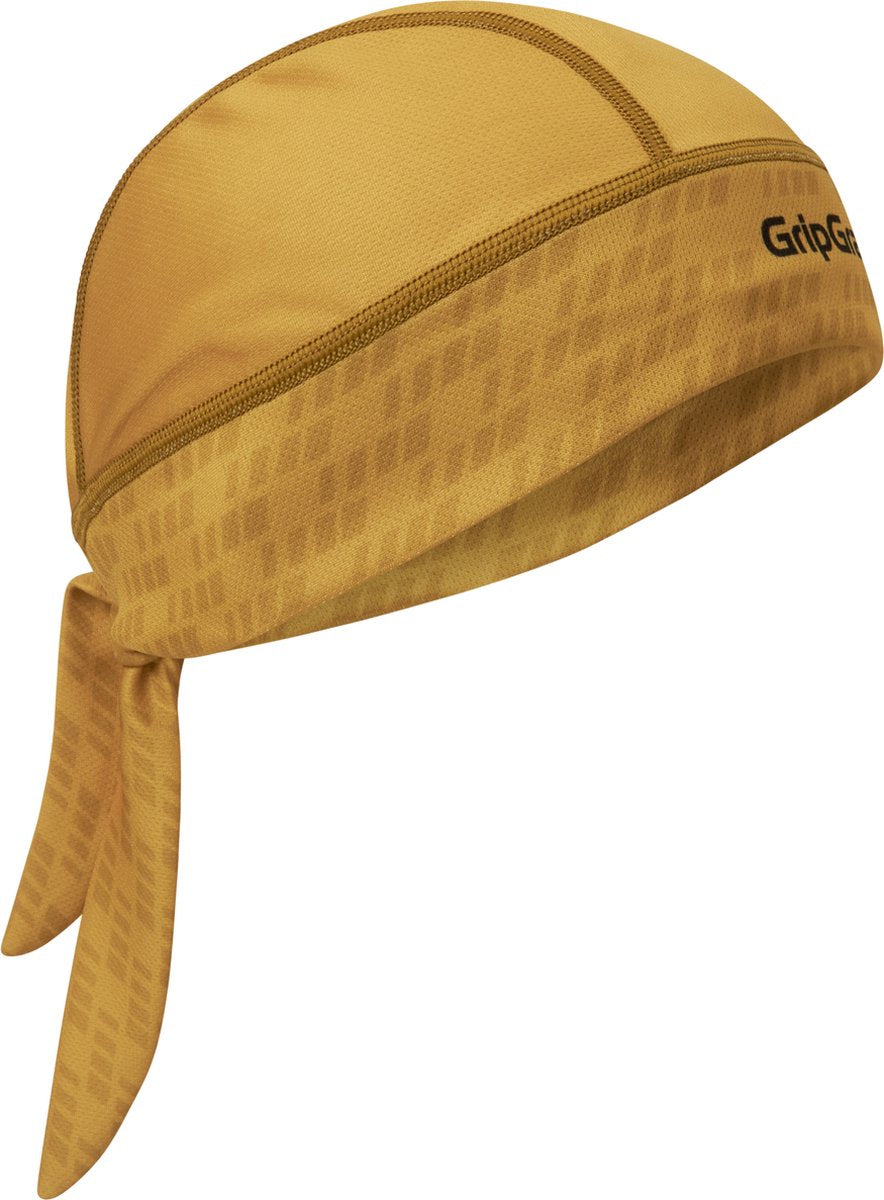 Gripgrab - zomer fiets bandana zweetbescherming uv bescherming hoofddoek fietsmuts - mosterd geel - unisex - maat one size