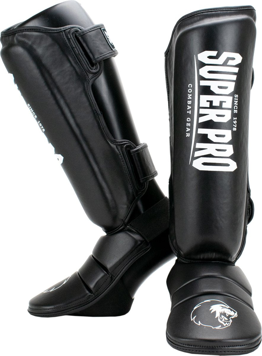 Super pro combat gear scheenbeschermer protector zwart wit extra extra small