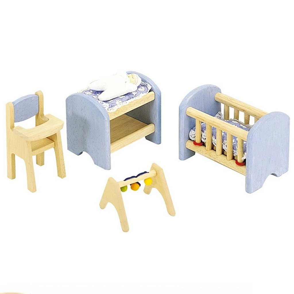 Pintoy blauwe babykamer voor poppenhuis